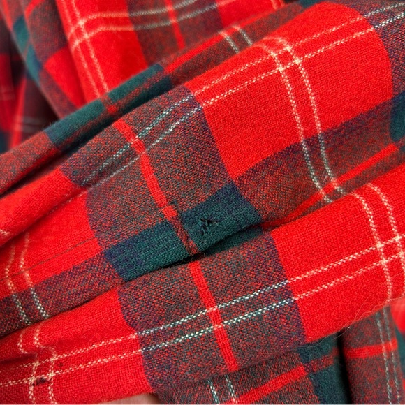 Vintage 60s 70s Pendleton Red and Green Plaid Virgin Wool Jacket Pockets Mens M - Picture 10 of 14